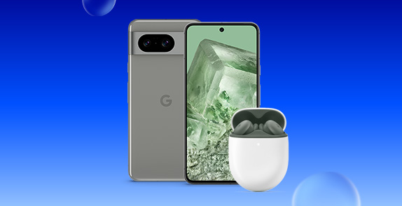 Google Pixel 8 with Pixel Buds A-Series