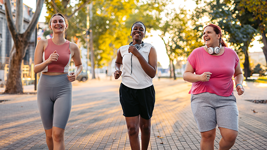 Three friends jogging