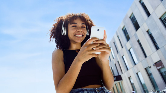 girl holding phone